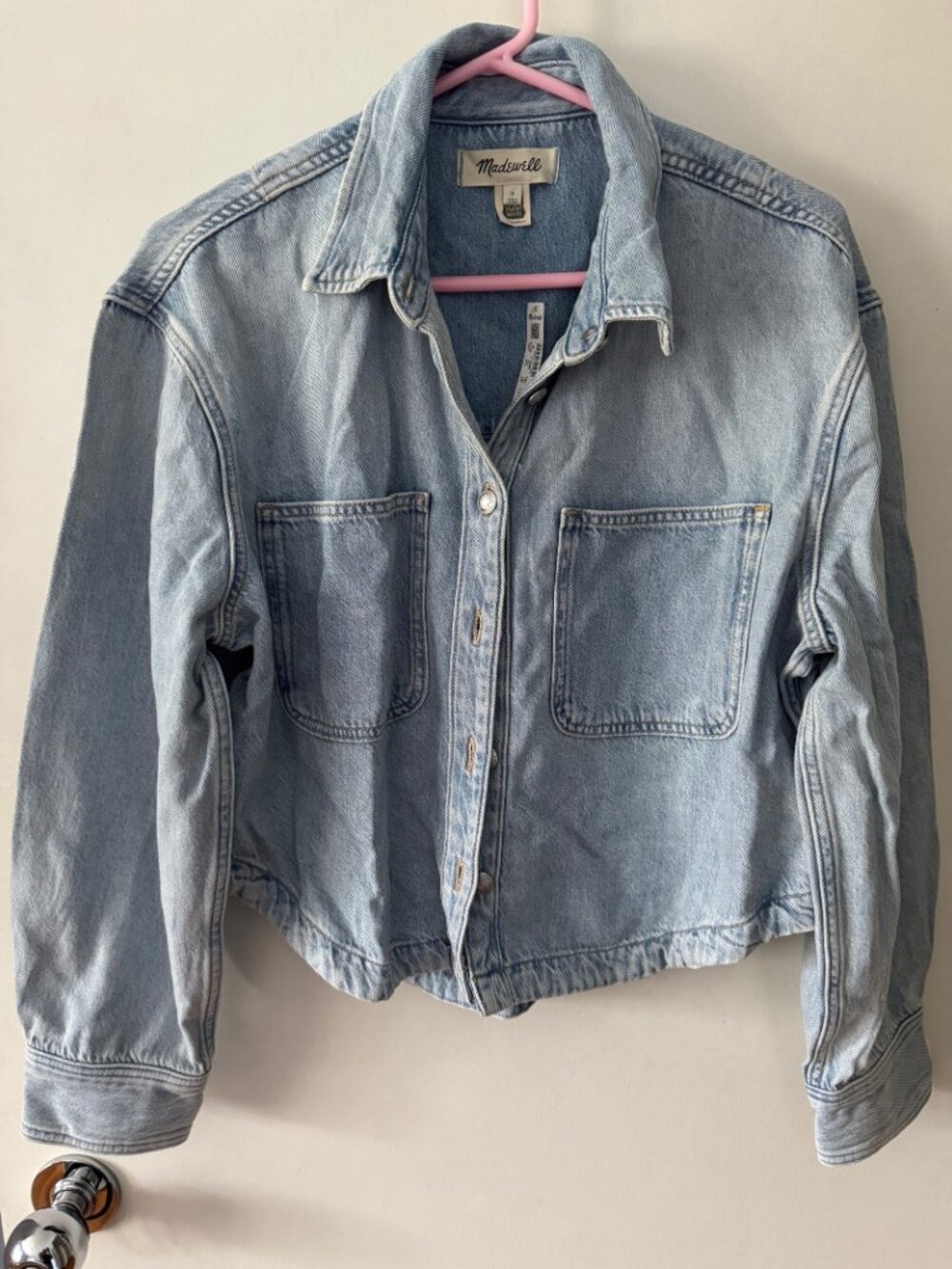 Madewell - Cropped Shirt Jacket in Frost Wash Denim Jacket - Size M - Picture 4 of 4